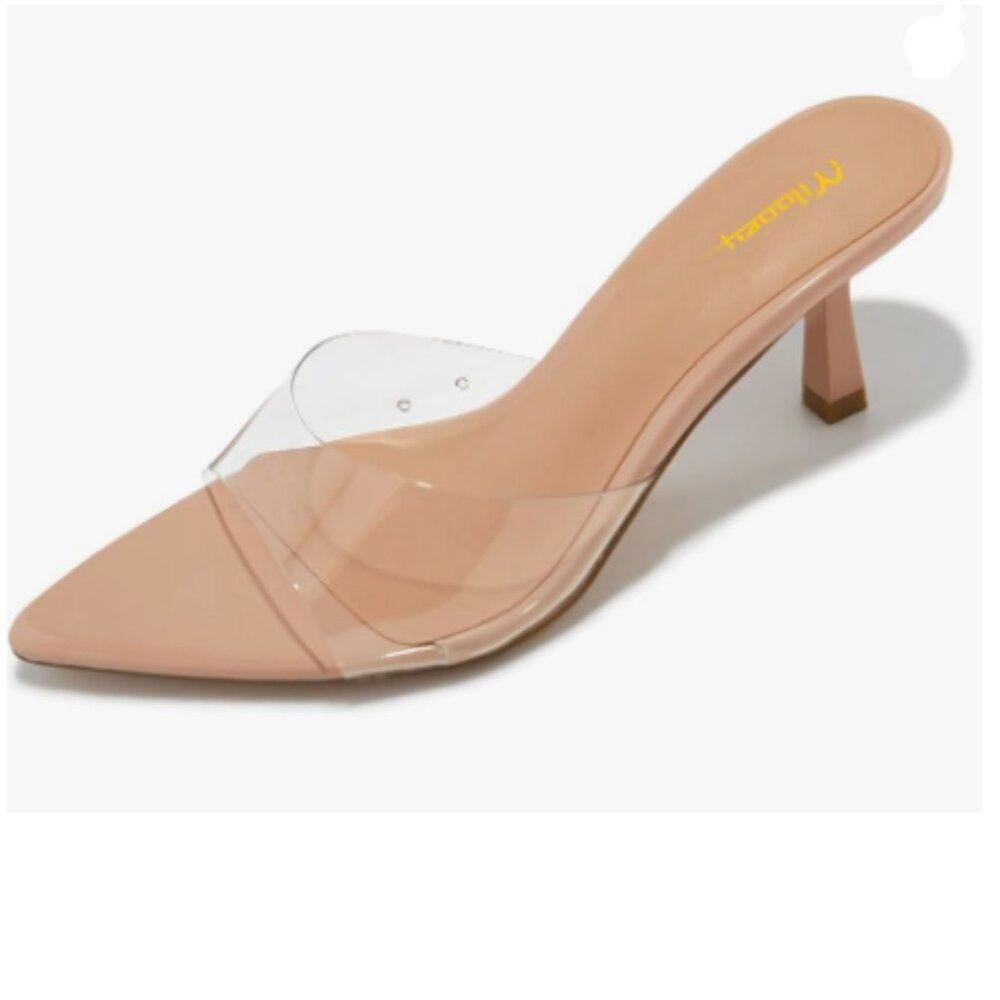 Clear Strap Nude Pointed Mule Sandal